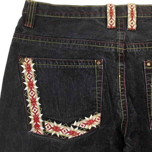 Ruthless Art Embroidered Men's Jeans 36 x 34 Aztec Southwest Phoenix Dark Artful - Picture 8 of 12
